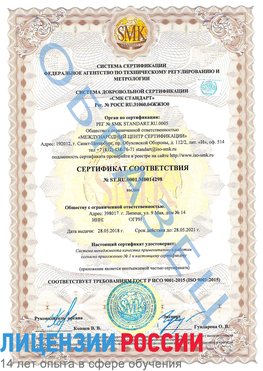 Образец сертификата соответствия Старая Купавна Сертификат ISO 9001